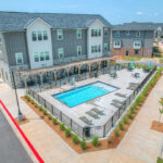 Photo of the pool area at The Bowie property in Springdale, Arkansas.