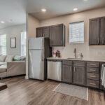 Photo of the kitchen in a unit at The Bowie in Springdale, Arkansas.