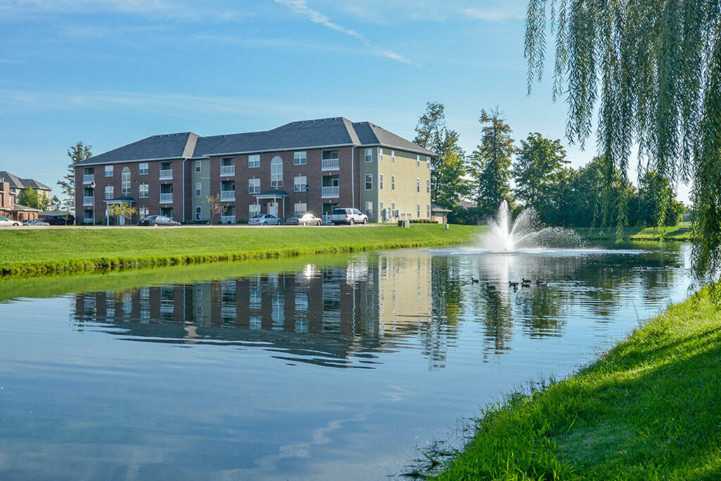 Photo of the pond at the Towne Park property in Troy, Ohio.