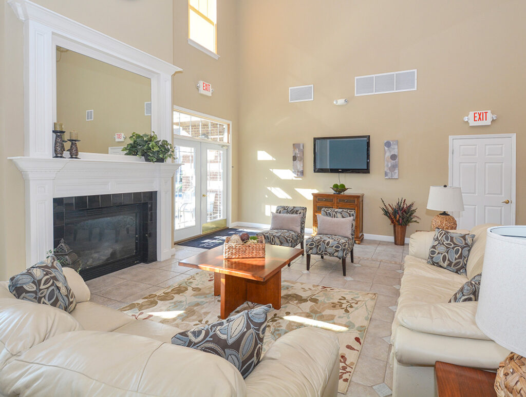 Photo of the living area in a unit at Towne Park in Troy, Ohio.
