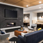Photo of the lounge area inside the Indigo apartments in Bloomington, Minnesota.