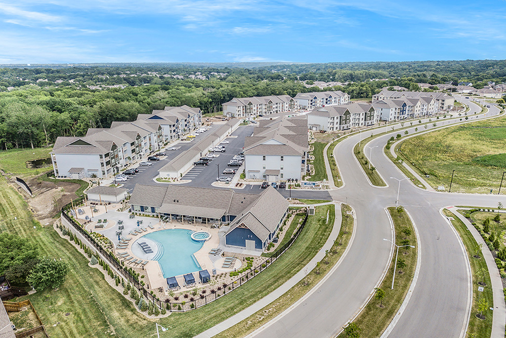 Aerial photo of The Element property in Kansas City, Missouri.