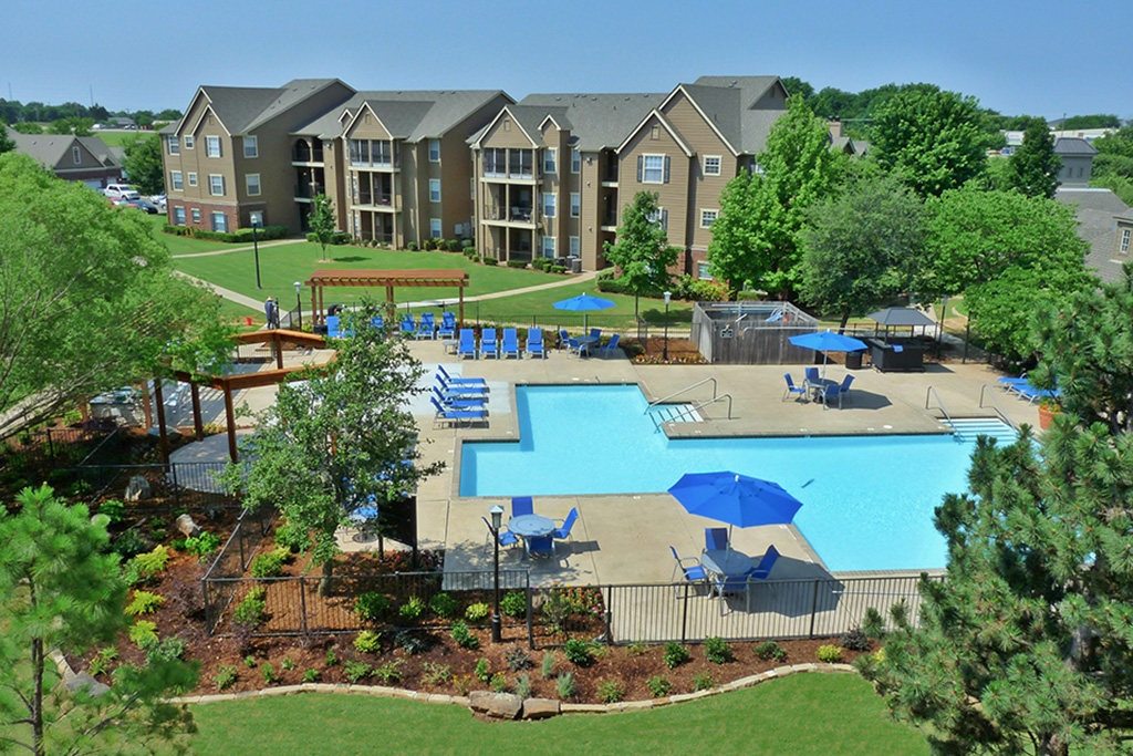 Photo of the backyard at the Renaissance at Norman property in Norman, Oklahoma.