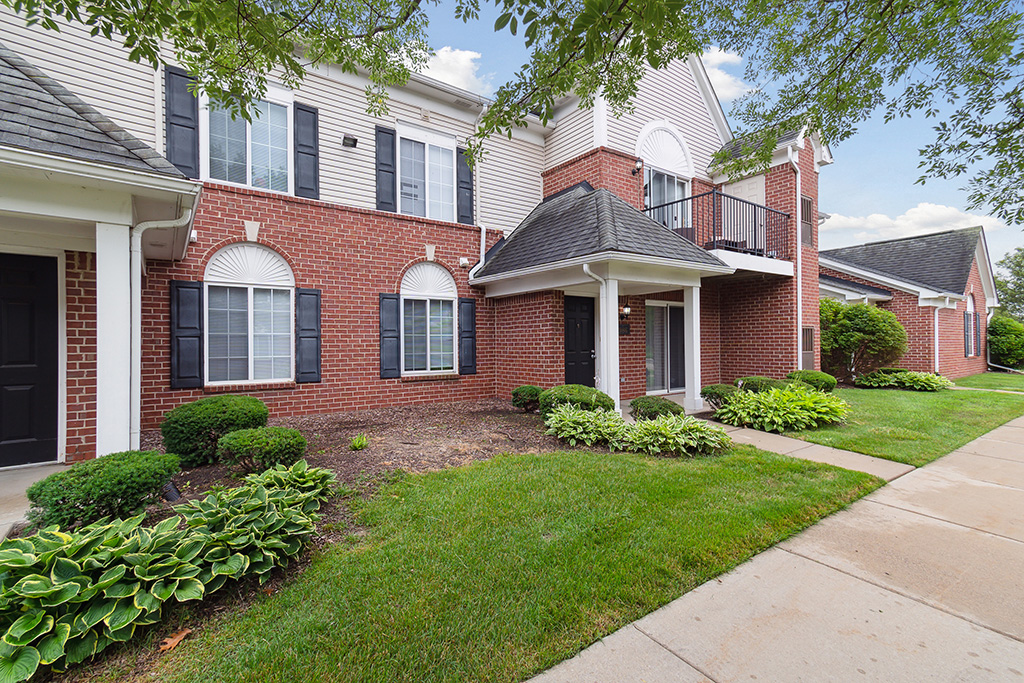Photo of the front door at the Westbury property in Howell, Michigan.