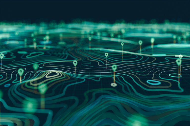 Digital Topographic Map with Location Pins